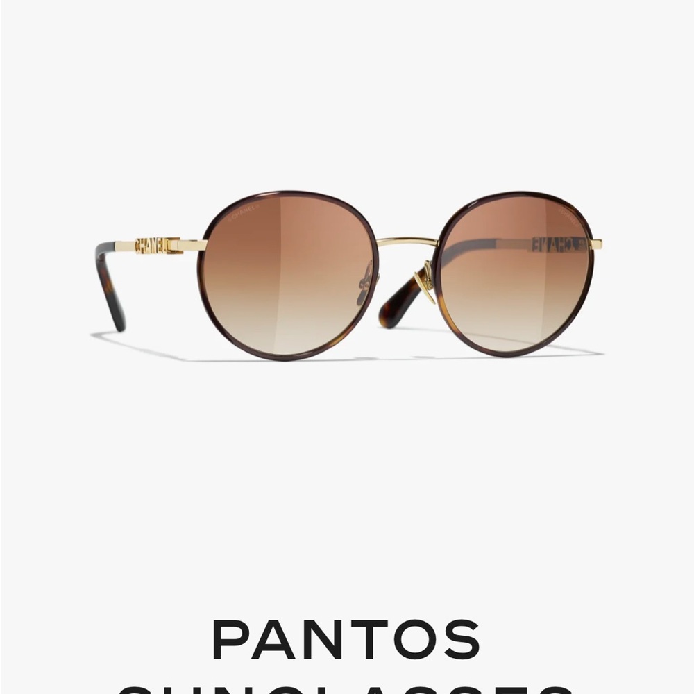 CHANEL Gold and Brown Pantos Sunglasses